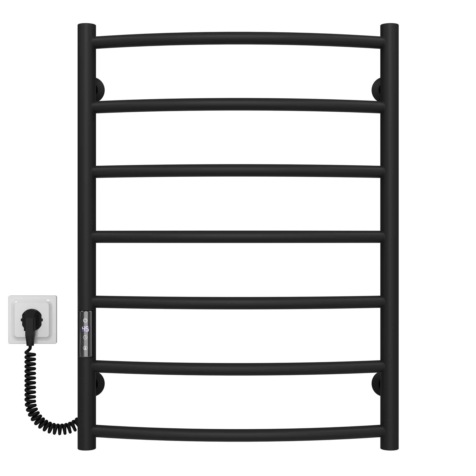Полотенцесушитель электрический Deffi Классик П7 JD03 левое подключение нержавеющая сталь 500х700 мм Черный (C.DK.70.50.7.E.B.L.1)