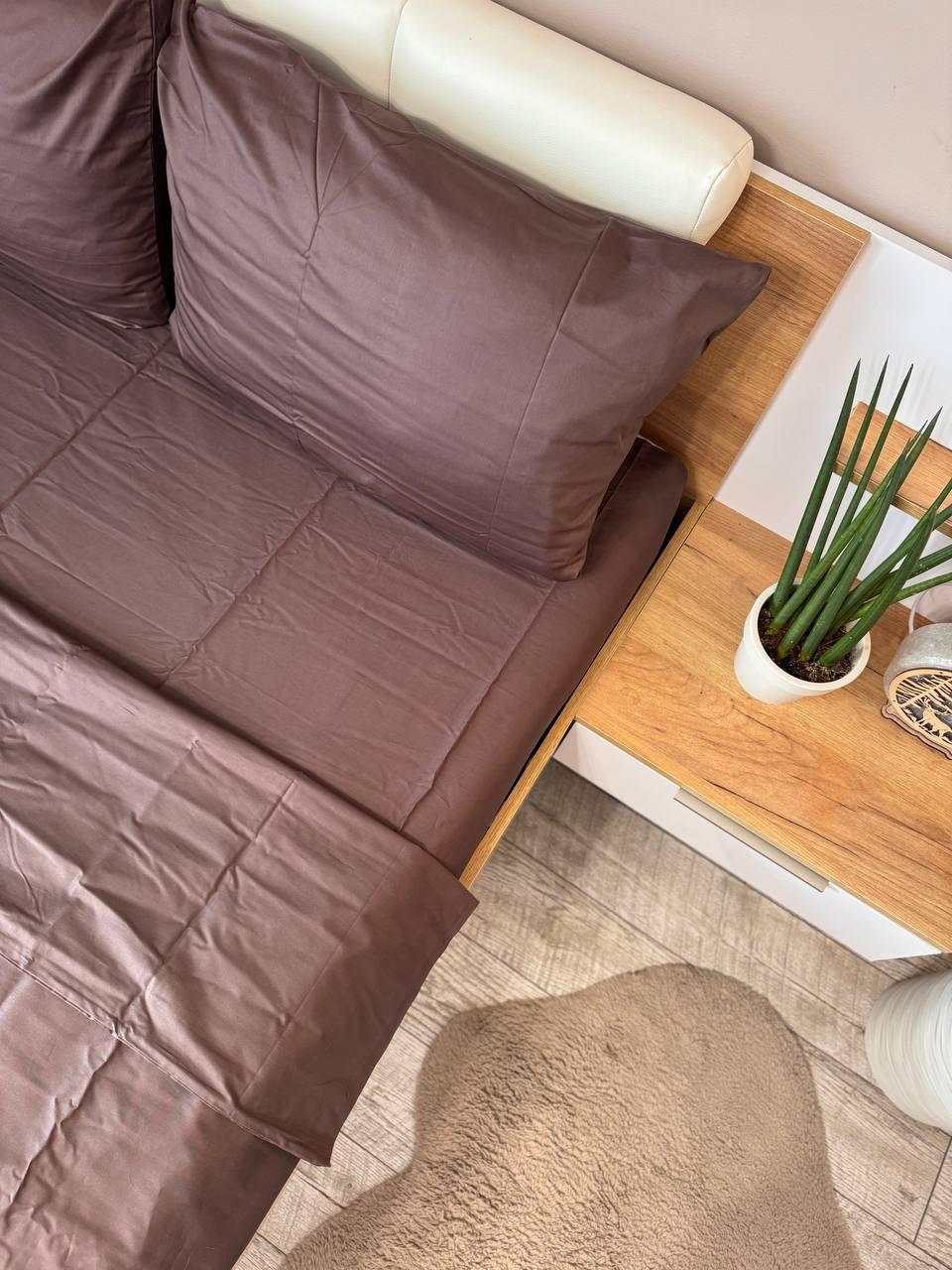 Постільна білизна сатин євро 200х220 см наволочки 70х70 см 2 шт. Коричневий (Д-Al-satin-004-03) - фото 6 Постільна білизна сатин євро 200х220 см наволочки 70х70 см 2 шт. Коричневий (Д-Al-satin-004-03) - фото 6