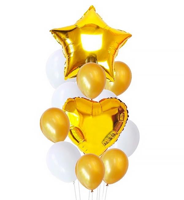 Воздушные шары 12 шт. Gold/White