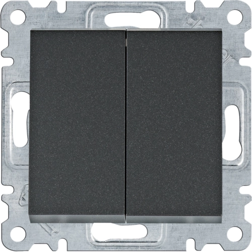 Вимикач двоклавішний універсальний Hager Lumina Чорний (WL0053)