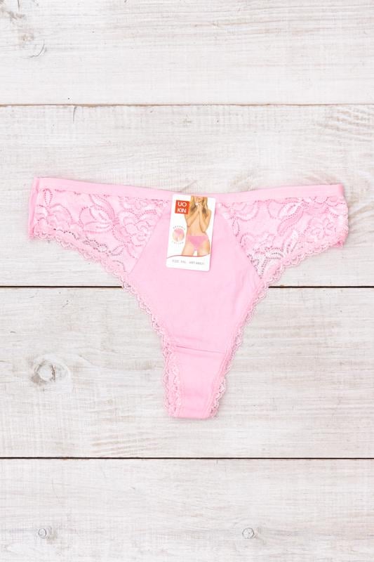 Труси жіночі танго однотонні з мереживом Носи Своє XXL Світло-рожевий​ (11477)
