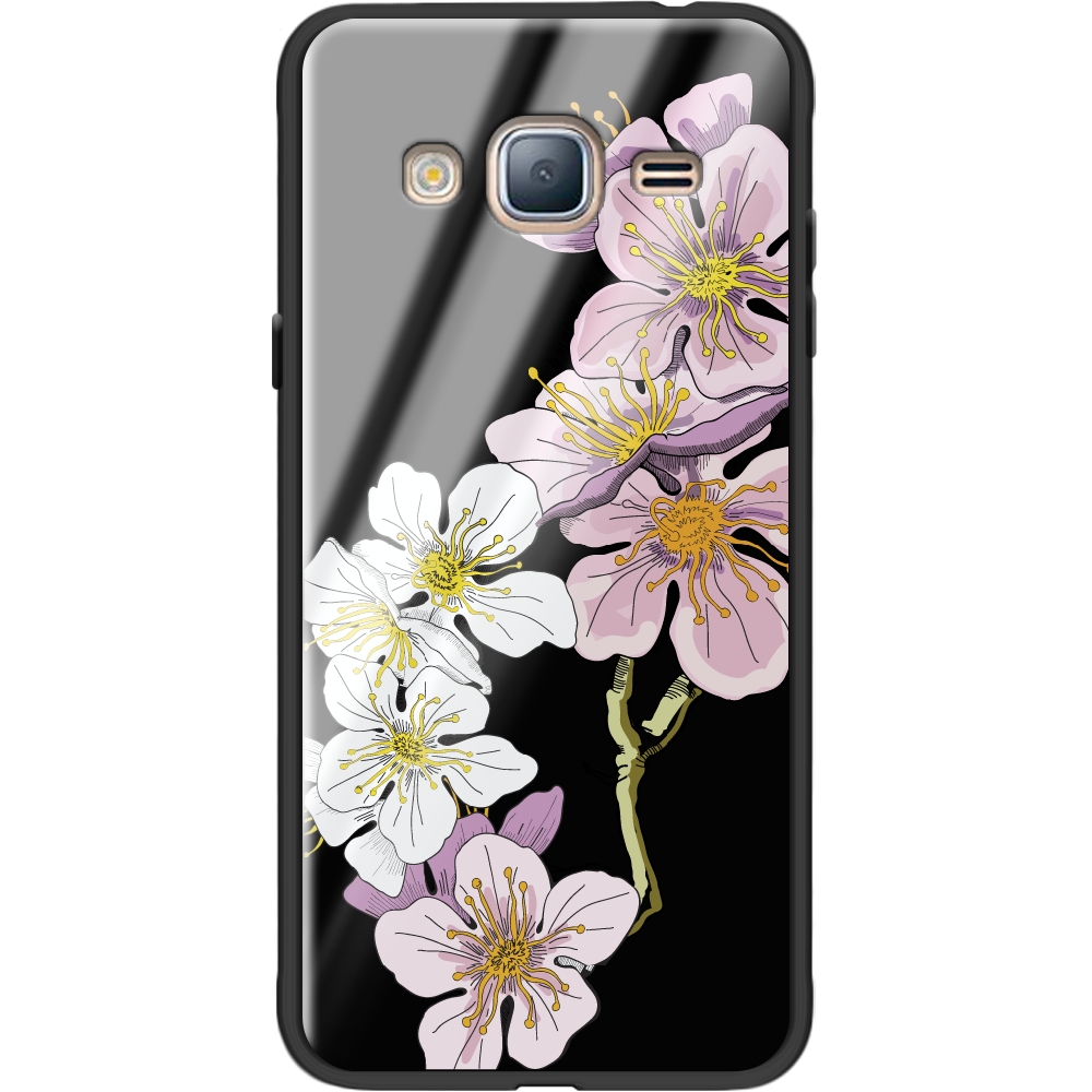 Чохол BoxFace Samsung J320 Galaxy J3 Cherry Blossom Чорний силікон з склом (24962-cc4-37742)