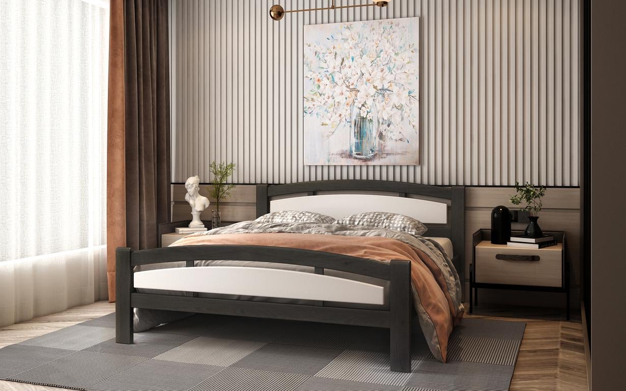 Кровать полуторная STEMMA Джерси из натурального дерева сосна 140x200 см Венге/Белый (52123)