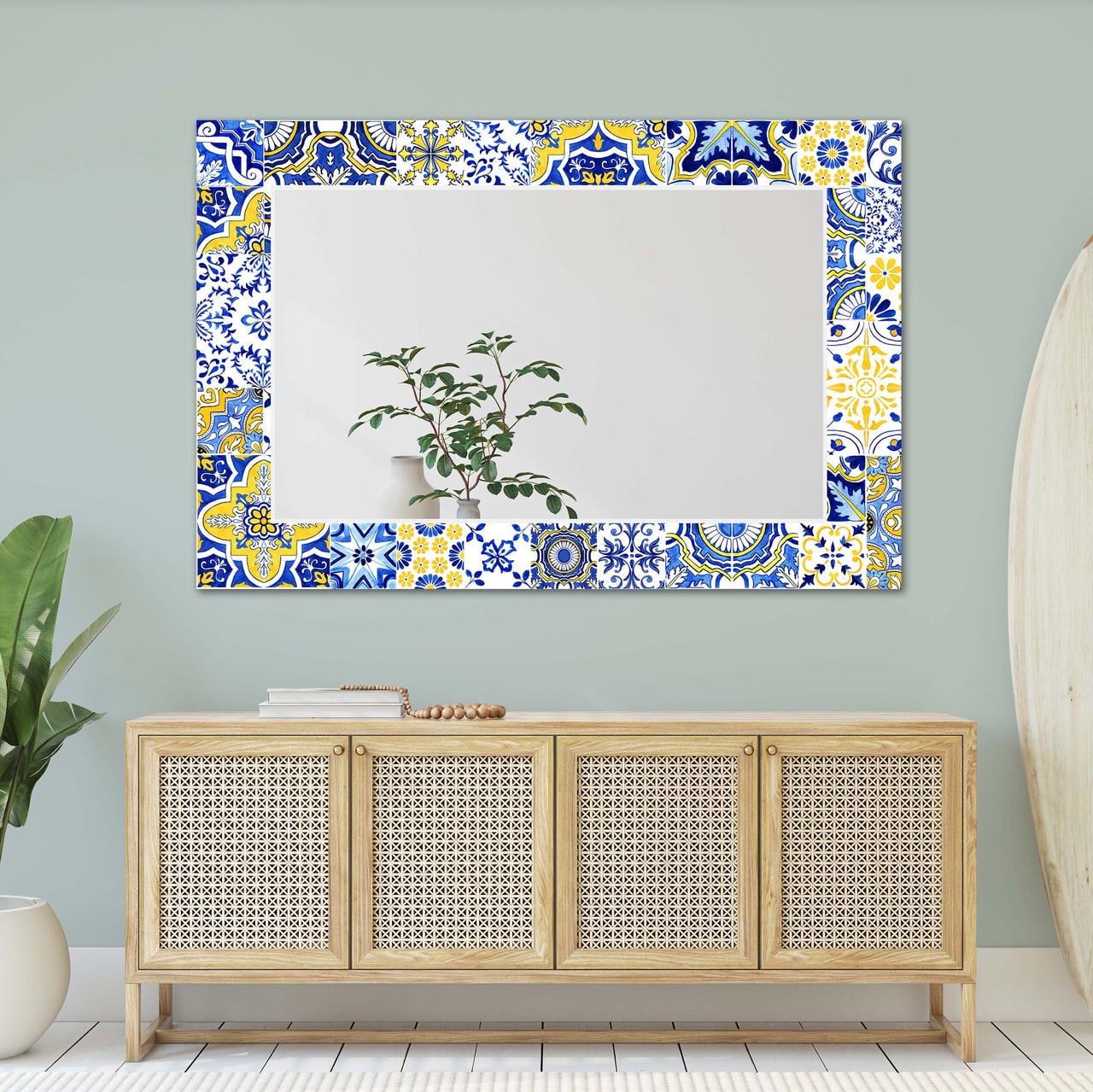 Зеркало на стену NovellaPrint с рисунком плитки прямоугольное 110х70 см (2004.7)