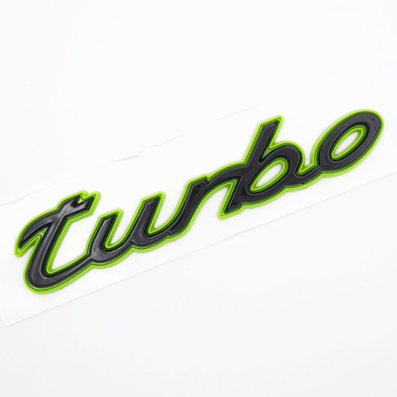 Емблема напис Turbo Porsche 11,8х3 см ABS Зелений/Чорний глянець (3091206819)