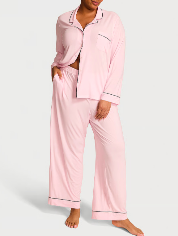 Піжама Victoria's Secret Set MODAL LONG PJ SET сорочка та штани S Світло-рожевий
