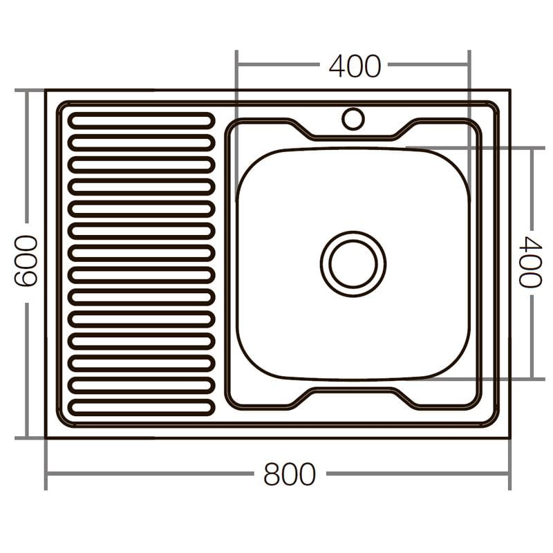 Мойка кухонная Zerix Z8060R-08-180E с нержавейки накладная прямоугольная Satin (ZS0609) - фото 3