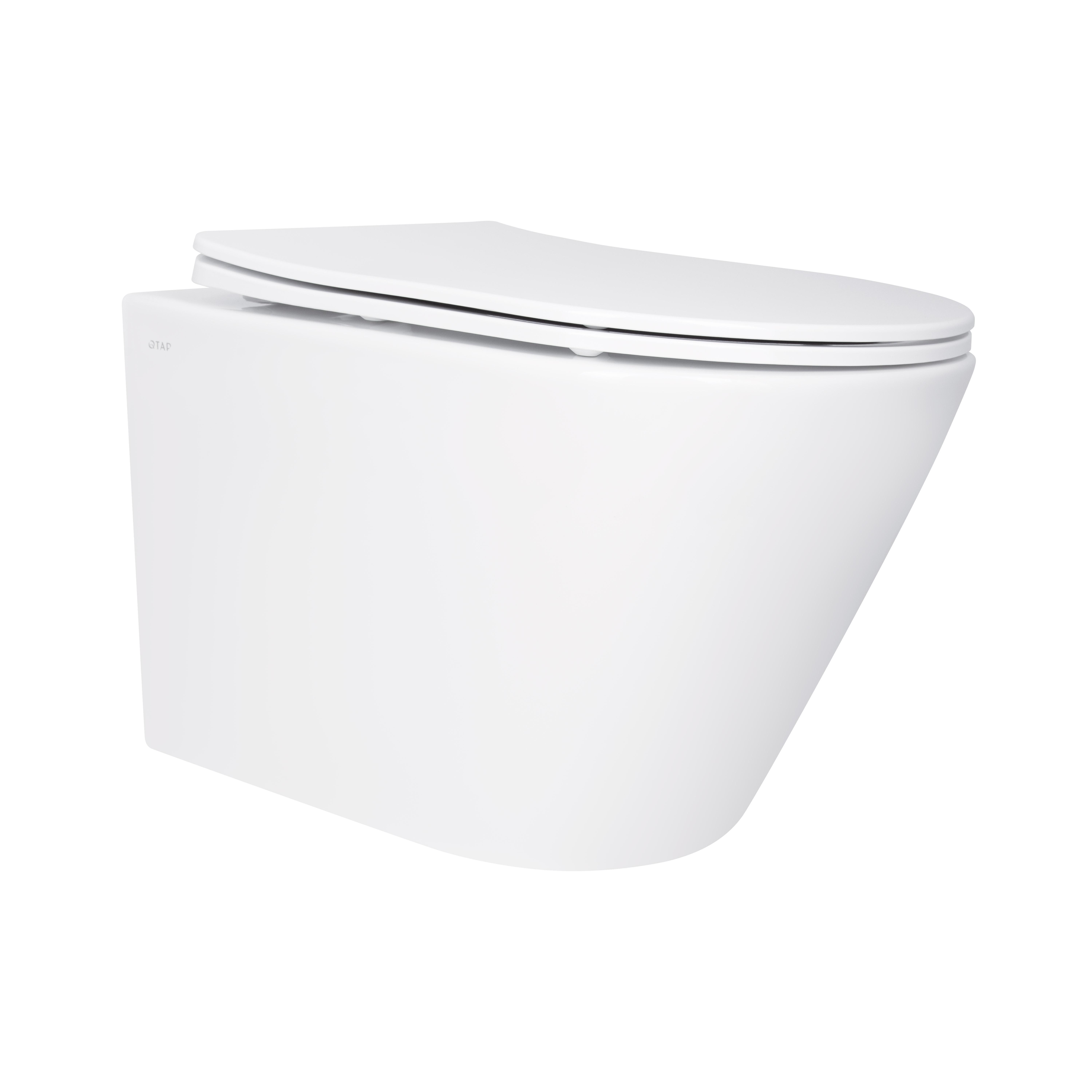 Унітаз підвісний Qtap Swan безобідковий з сидінням Soft-close (QT16335180W)