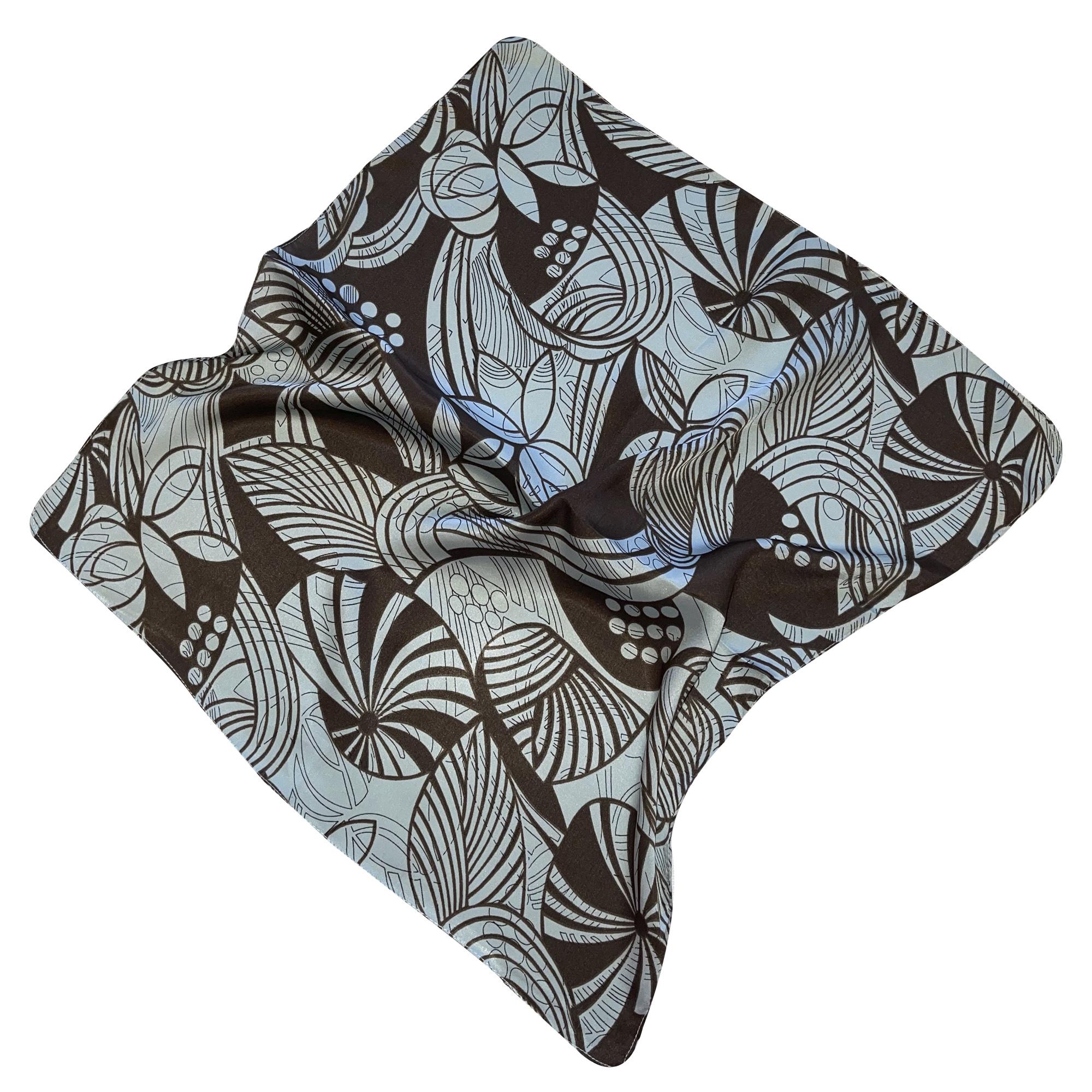 Платок шелковый Silk Route 50х50 см Голубой/Коричневый (1389)