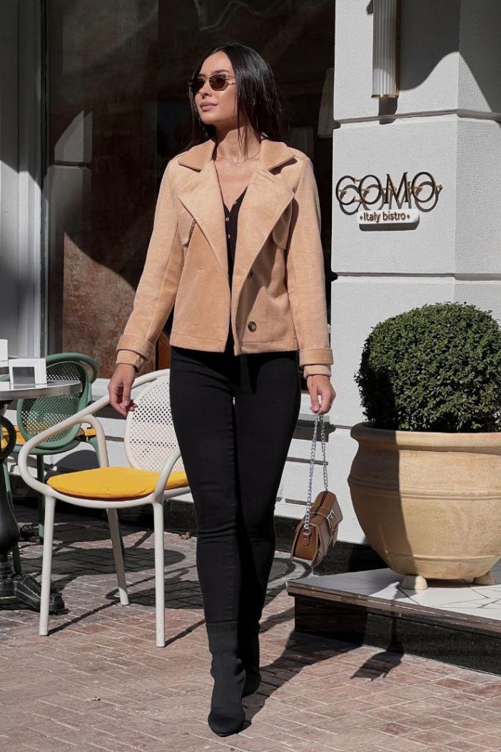 Пиджак женский кашемировый 40-42 Бежевый (192572) - фото 3