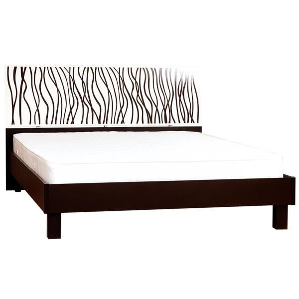 Двоспальне ліжко Світ Меблів Бася Нова 160х200 з підйомним механізмом з ламелевим каркасом із ДСП колір чорний/білий принт Нейла