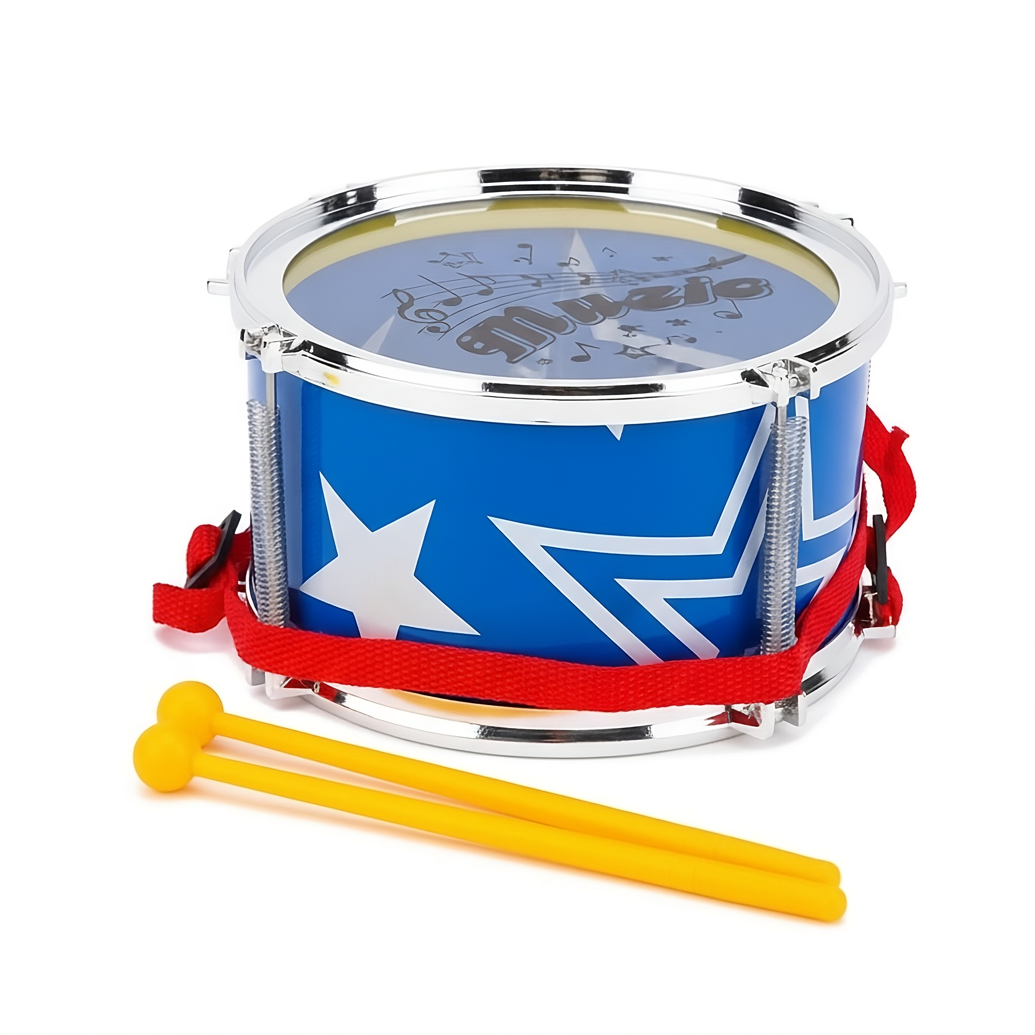 Детский музыкальный барабан C 3283-1 с ремешком и барабанными палочками Синий (31190426)
