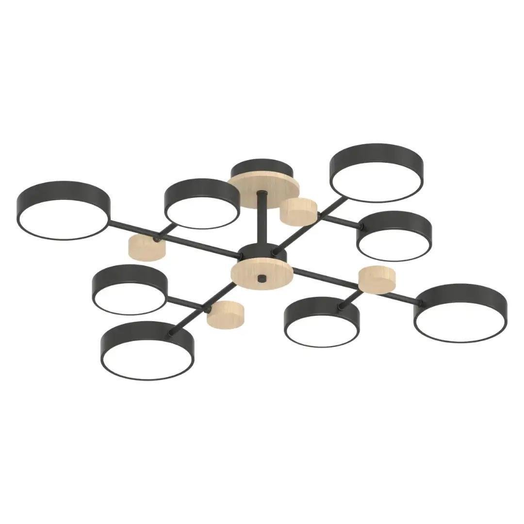 Люстра потолочная светодиодная Valeso V XI3328-8 BK+WOOD 120W (00000140589)