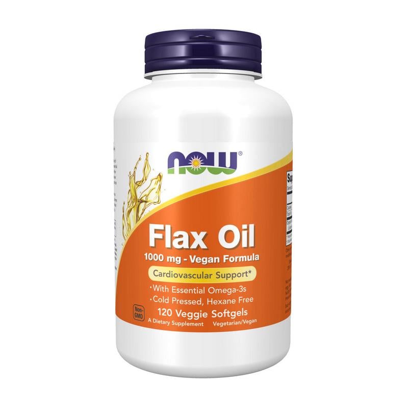 Лляна олія NOW Flax Oil 1000 mg Vegan Formula 120 вег. м'яких капс.