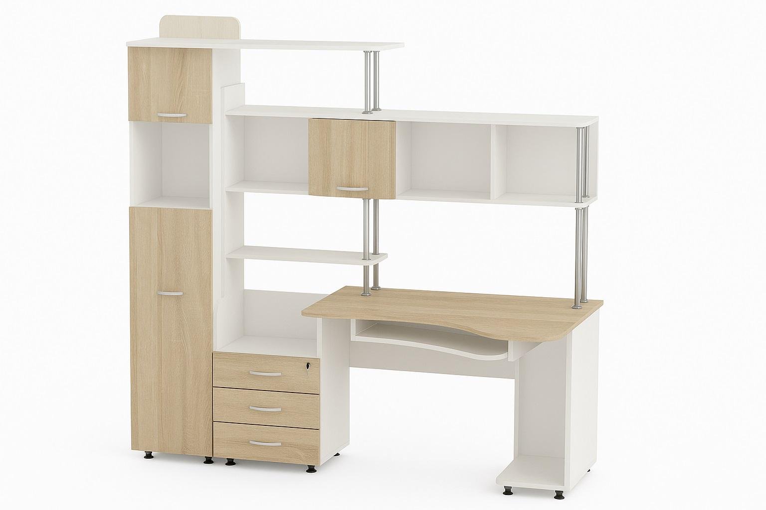 Стіл комп'ютерний Тіса-меблі СК-20 192,5x195,5x90 см Білий/Дуб сонома