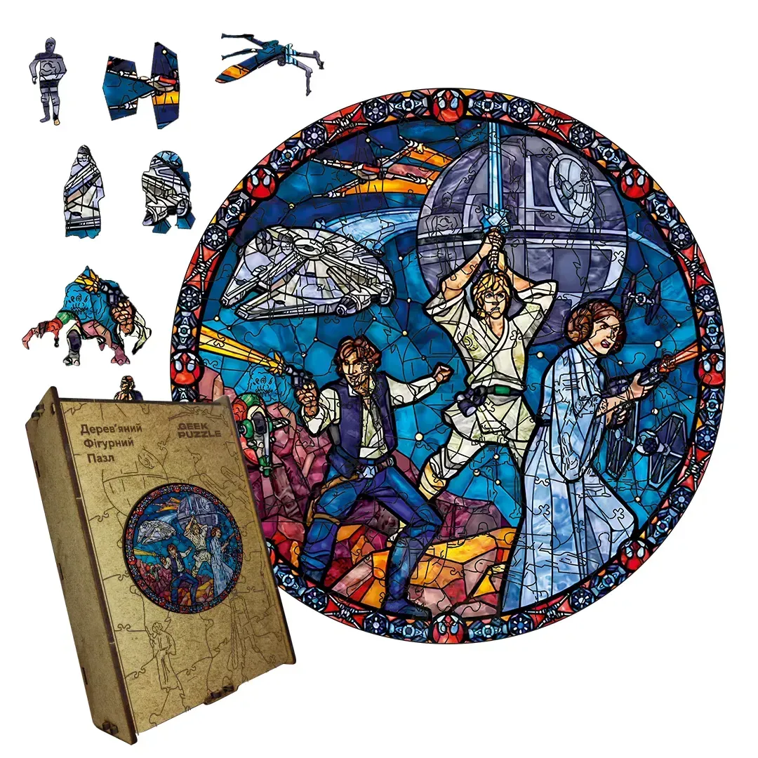 Пазл дерев'яний фігурний Зоряна Мозаїка А3 дерев'яна коробка 200 елементів