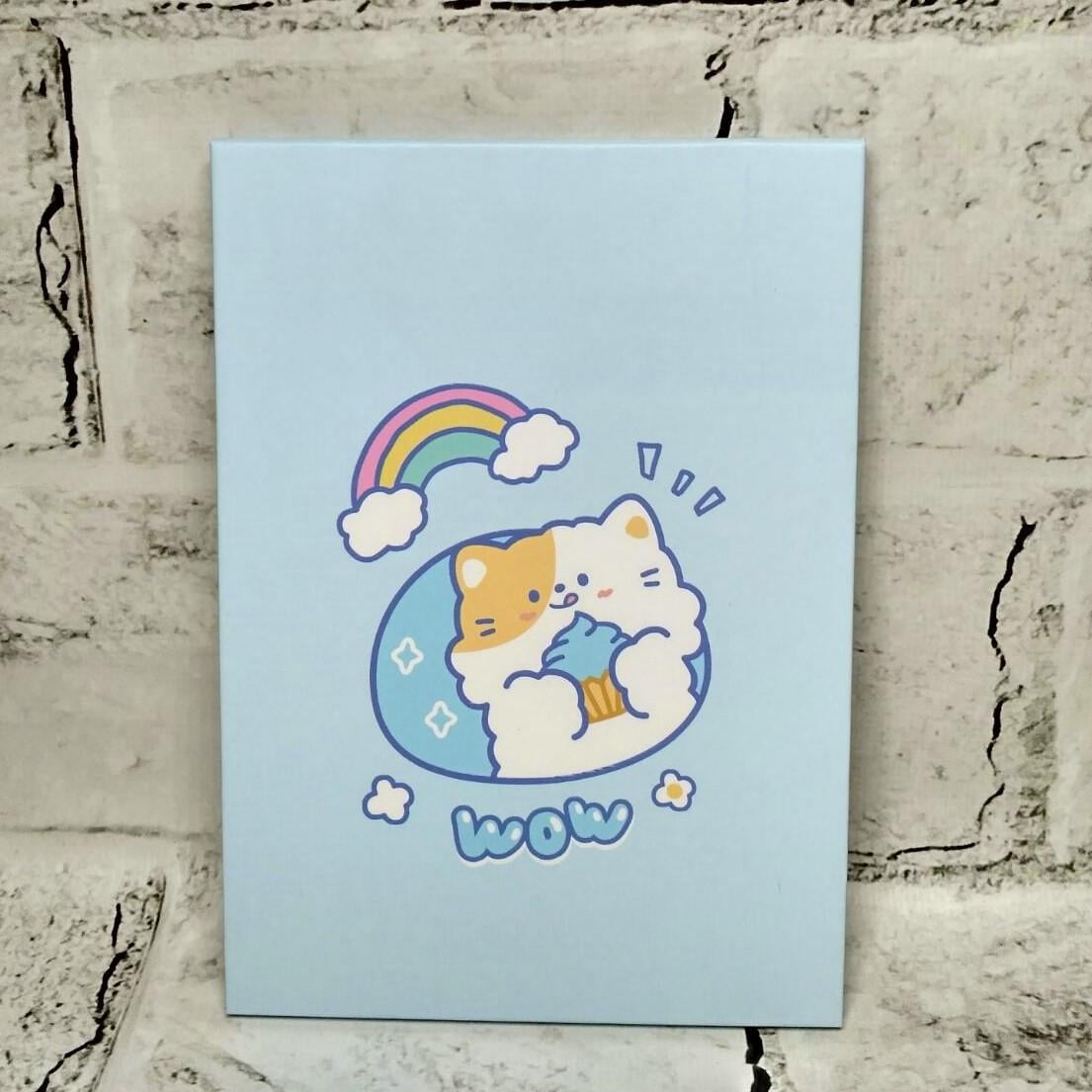 Зеркало косметическое настольное/дорожное Котик 18х12,8 см Голубой (14368219-4)