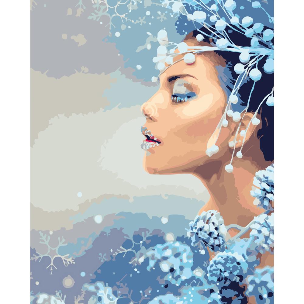 Картина по номерам Strateg Премиум Зимняя девушка 40х50 см (GS185)