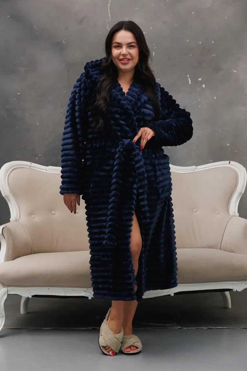 Халат махровий однотонний 6XL Синій (П4К-am-f-halat-003-06) - фото 4 Халат махровий однотонний 6XL Синій (П4К-am-f-halat-003-06) - фото 4