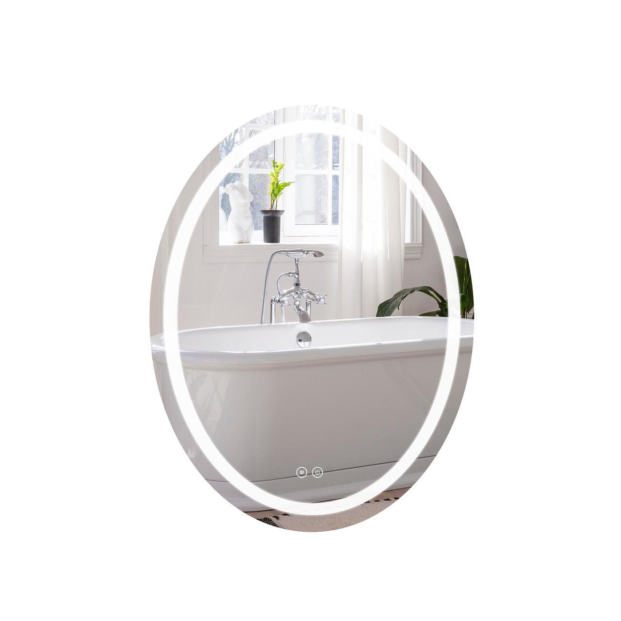 Зеркало Qtap Mideya с LED-подсветкой Touch с антизапотеванием с часами/димерами 500х700 мм (QT2078NCR5070W)