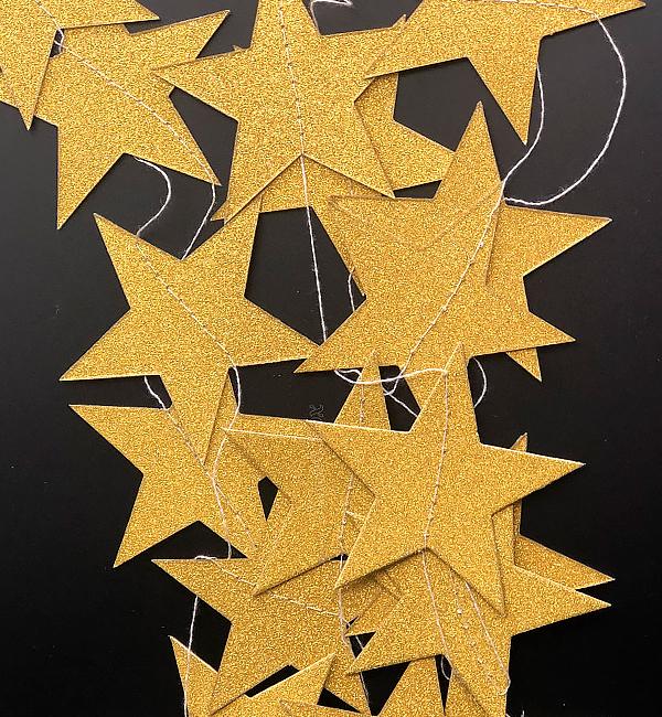 Бумажная гирлянда Star 3 м 24 шт. Gold