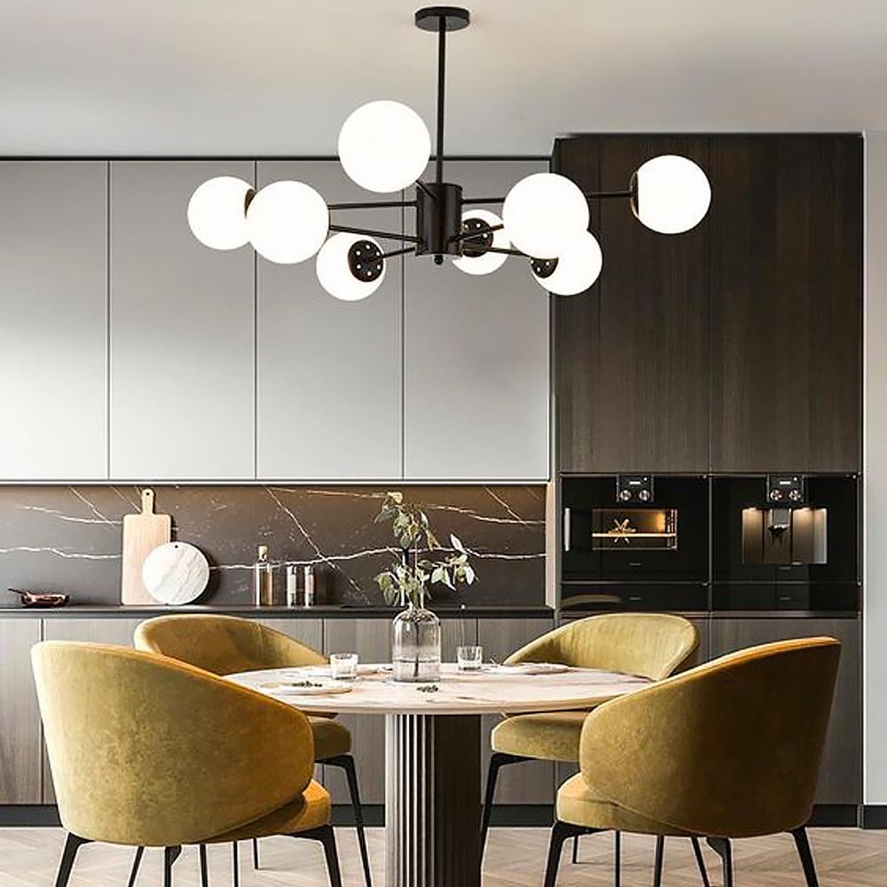 Люстра мінімалістична на 8 білих матових плафонів (CD 111/8 BK) - фото 3 Люстра мінімалістична на 8 білих матових плафонів (CD 111/8 BK) - фото 3