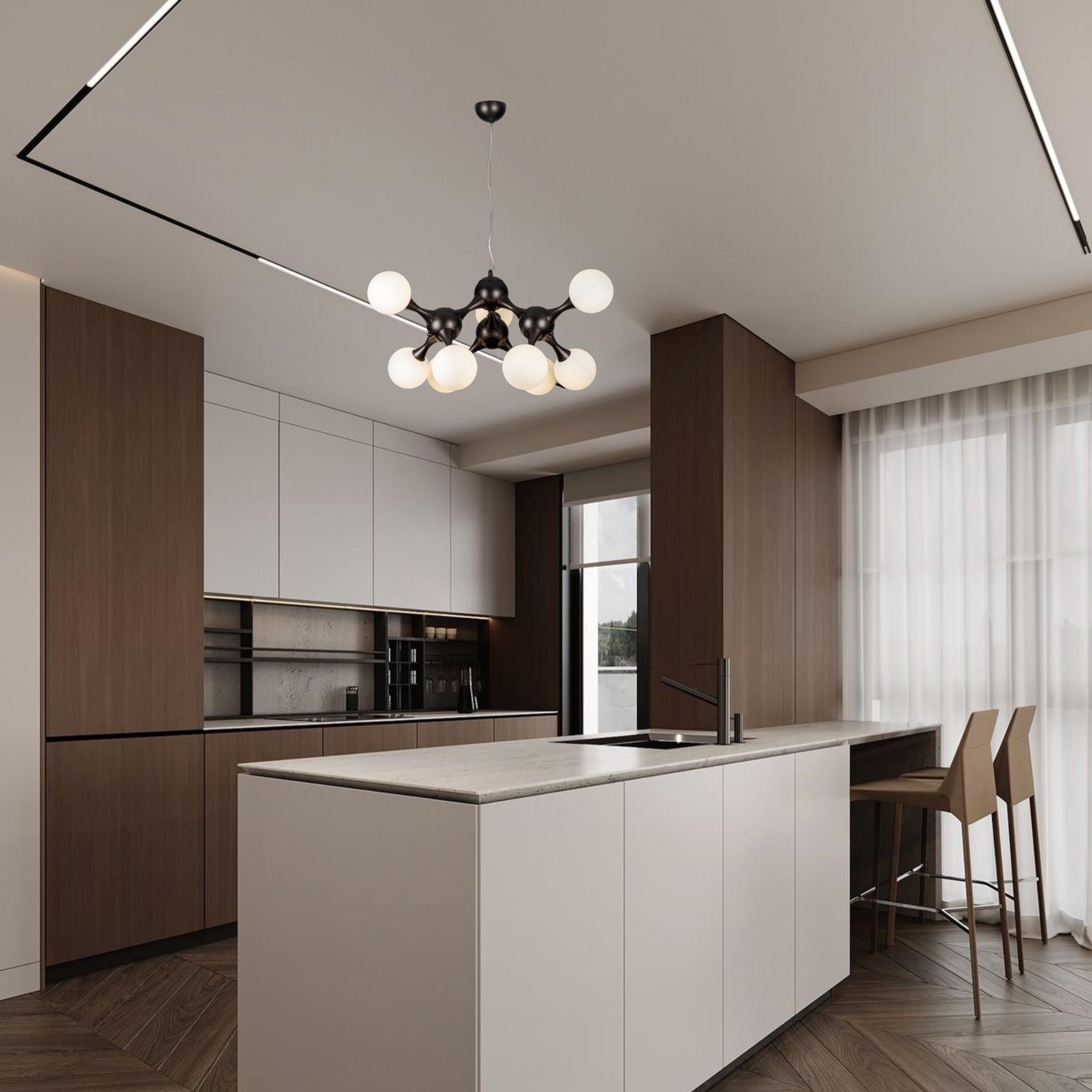 Люстра подвесная Молекула на 9 ламп Черный (52-9816-9 BK+WH) - фото 3