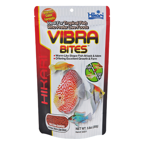 Замена живого корма Hikari Tropical Vibra Bites для аквариумных рыб 5-10 см черви 5-6 мм 280 г медленно-тонучий (22231)