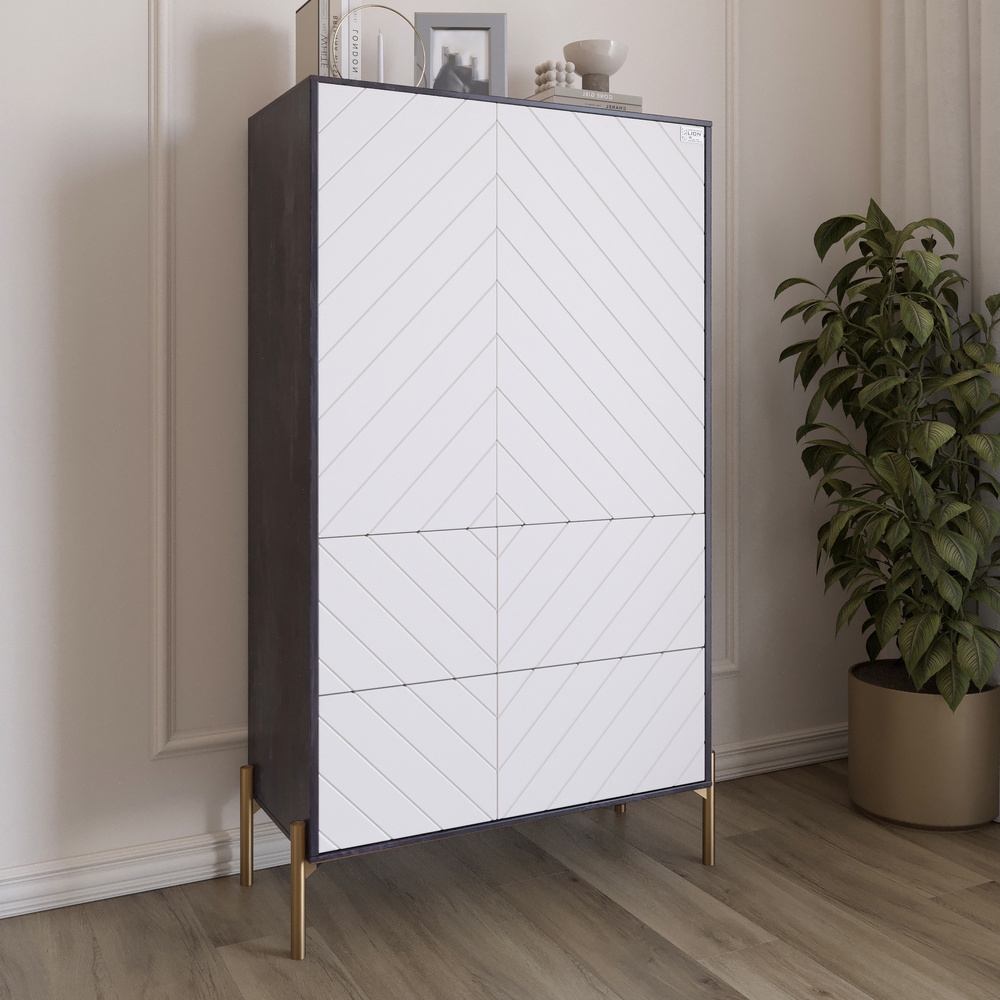 Комод-пенал Lion Амарант 84x40x150 см Бетон темный/Белый (LION-042196)