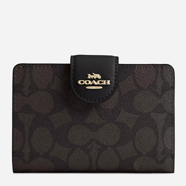 Кошелек Coach Women's Medium Corner Zip Wallet in Signature Canvas Brown/Black