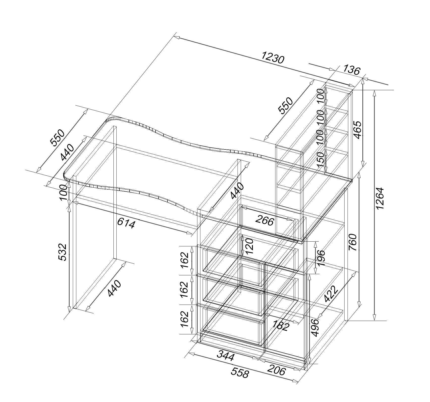 Стол маникюрный См-1 1230х550х1264 мм Самоа дымчатый - фото 3 Стол маникюрный См-1 1230х550х1264 мм Самоа дымчатый - фото 3