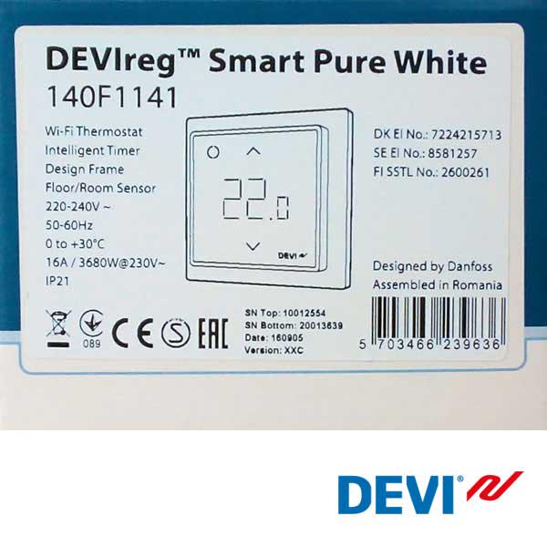 Терморегулятор інтелектуальний/електронний Devi Devireg Smart Pure White +5/+35/+5/+45˚С 16 А програмований з сенсорним дисплеєм Wi-Fi (5297) - фото 4