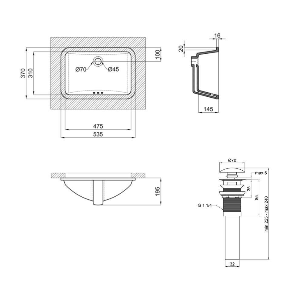 Раковина Qtap Stork врезная прямоугольная 530x370x200 мм White/донный клапан PU02O - фото 2 Раковина Qtap Stork врезная прямоугольная 530x370x200 мм White/донный клапан PU02O - фото 2