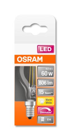 Світлодіодна лампа філаментна Osram Classic P E14 DIM 6,5W 230V 806 lm 2700K (4058075447875) - фото 2