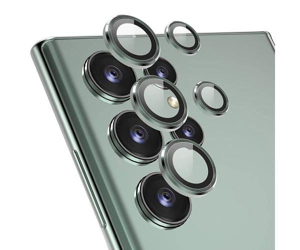 Защитное стекло с рамкой CD Pattern на заднюю камеру для Samsung Galaxy S24 Ultra Зеленый