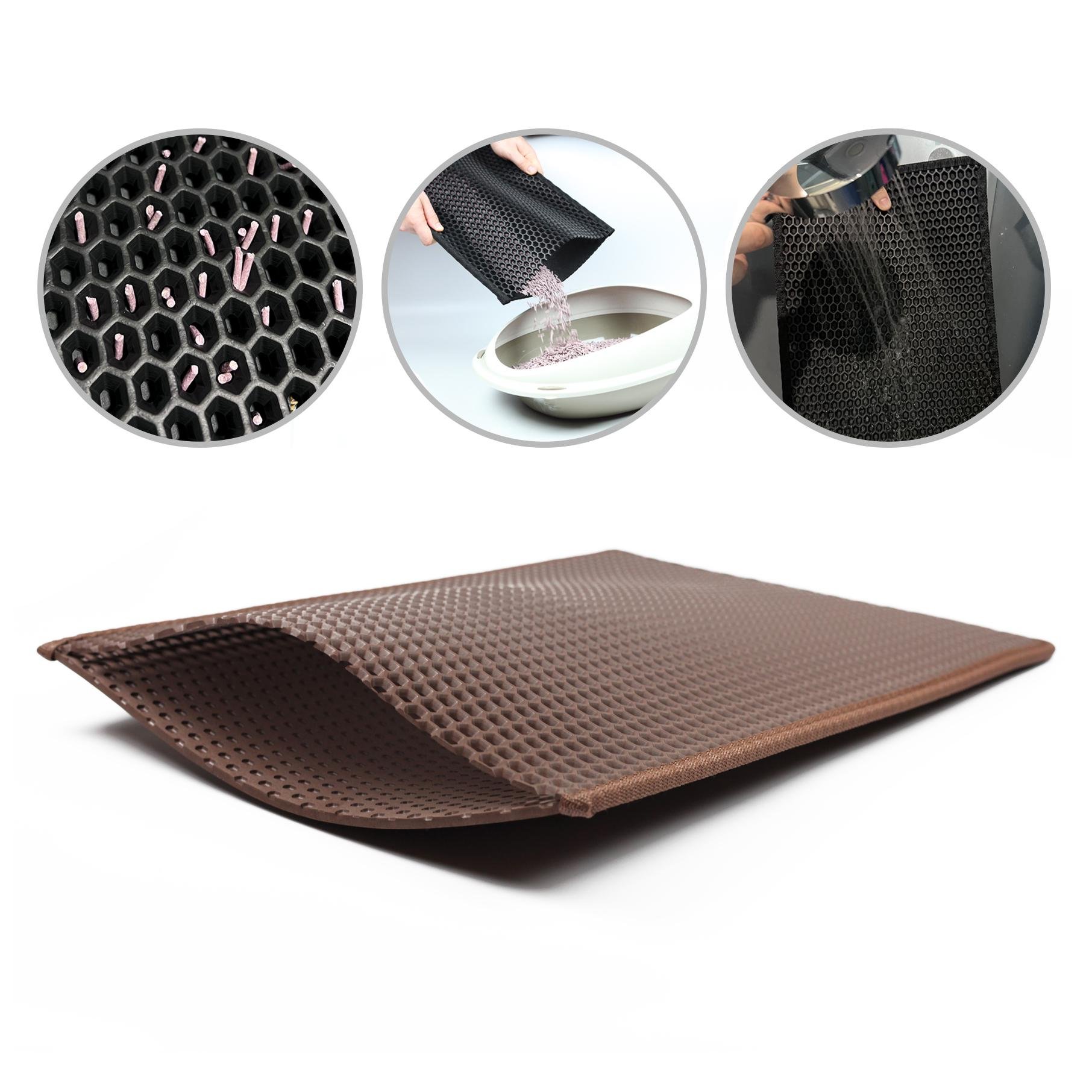 Коврик двухслойный Cat in Box для кошачьего лотка EVA 60x40 см Коричневый - фото 3 Коврик двухслойный Cat in Box для кошачьего лотка EVA 60x40 см Коричневый - фото 3