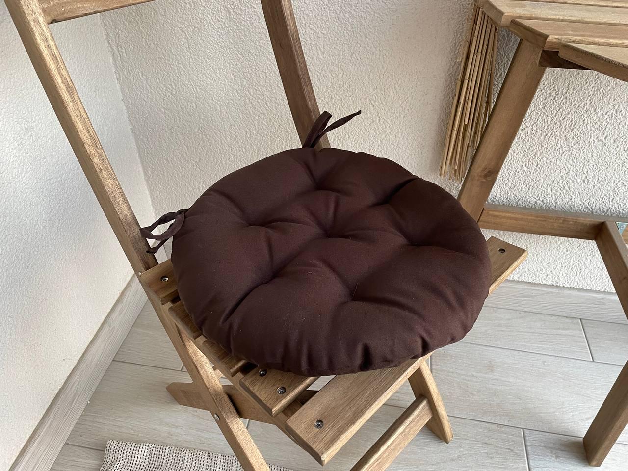 Подушка на стілець Кедр на Лівані кругла із зав'язками 43х43х5 см Коричневий