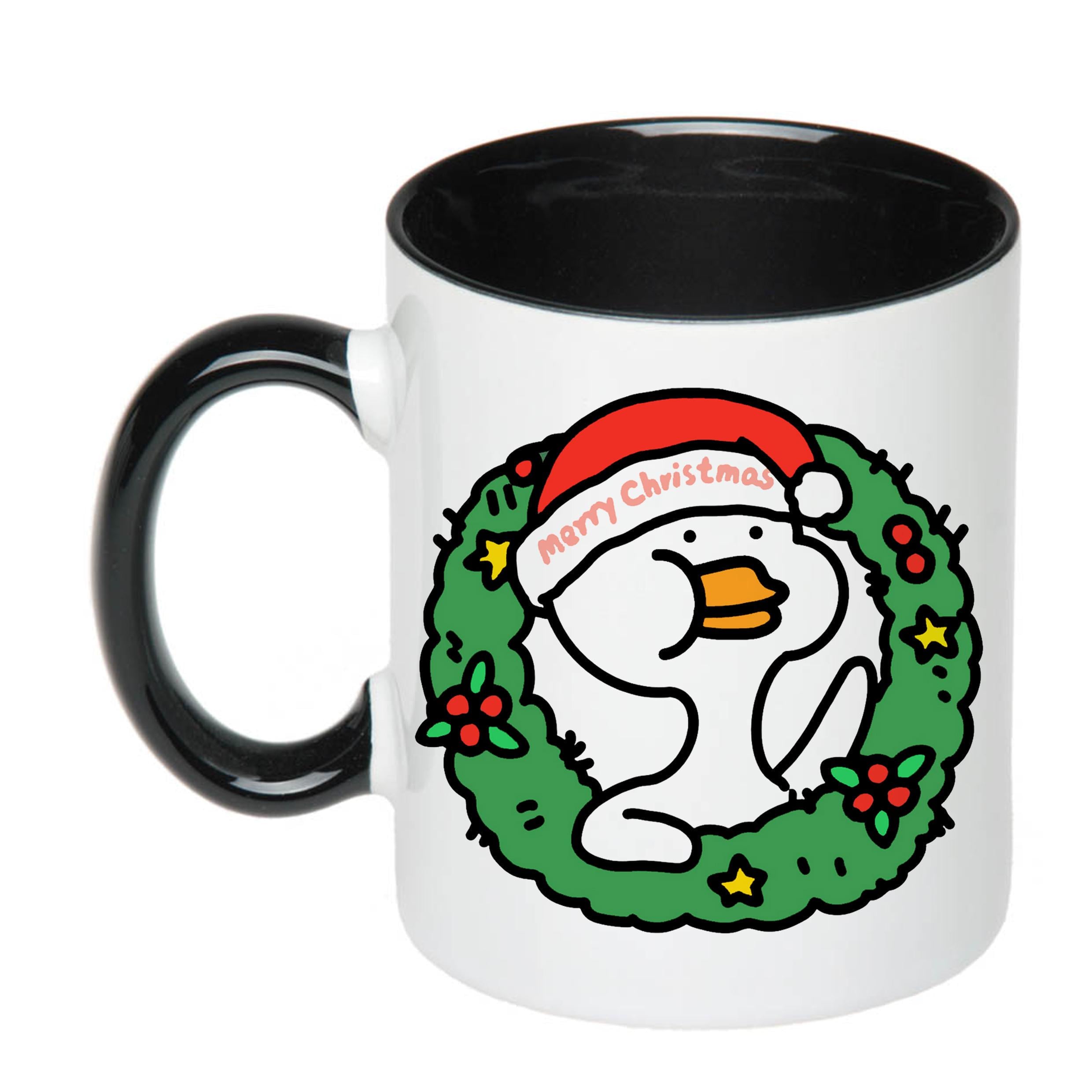 Чашка с печатью Marry Christmas duck 330 мл Черный (21156)