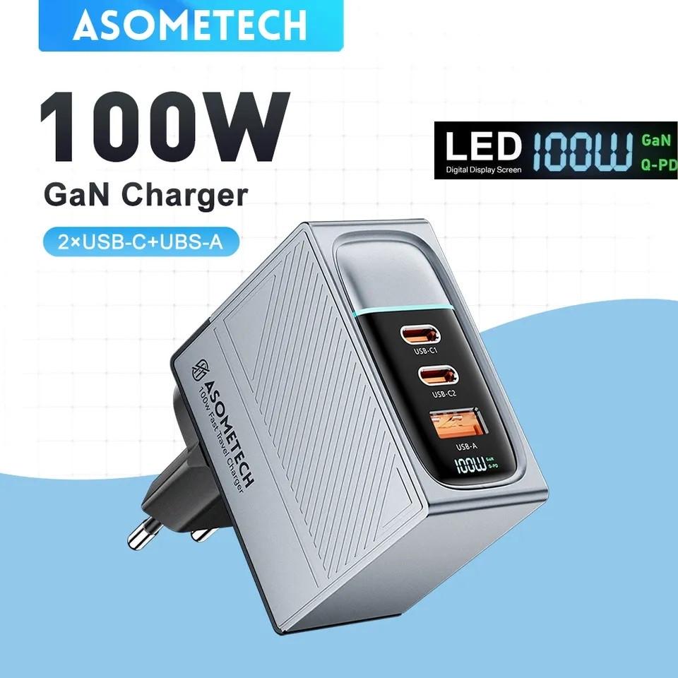 Зарядний пристрій мережевий Asometech 100W 1USB/2Type-C з дисплеєм (25397252) - фото 11