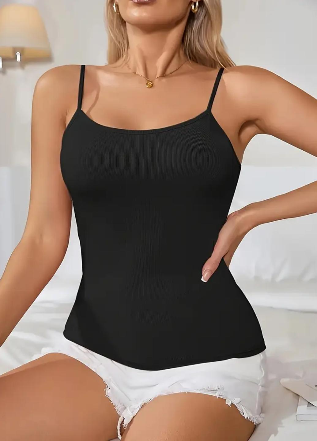 Майка женская Comfort Plus в рубчик с поролоновыми вкладышами M Черный (1959-42-03) - фото 10