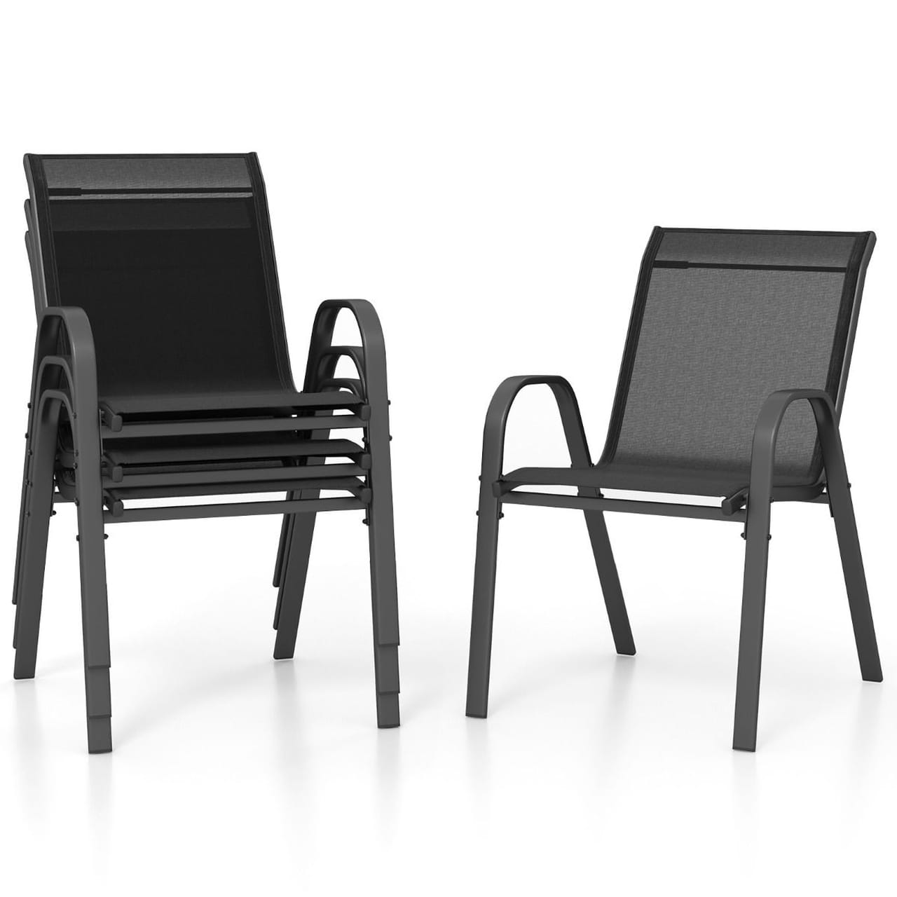 Стул садовый 56x70x84 см Черный (COSTWAY-01689) Стул садовый 56x70x84 см Черный (COSTWAY-01689)