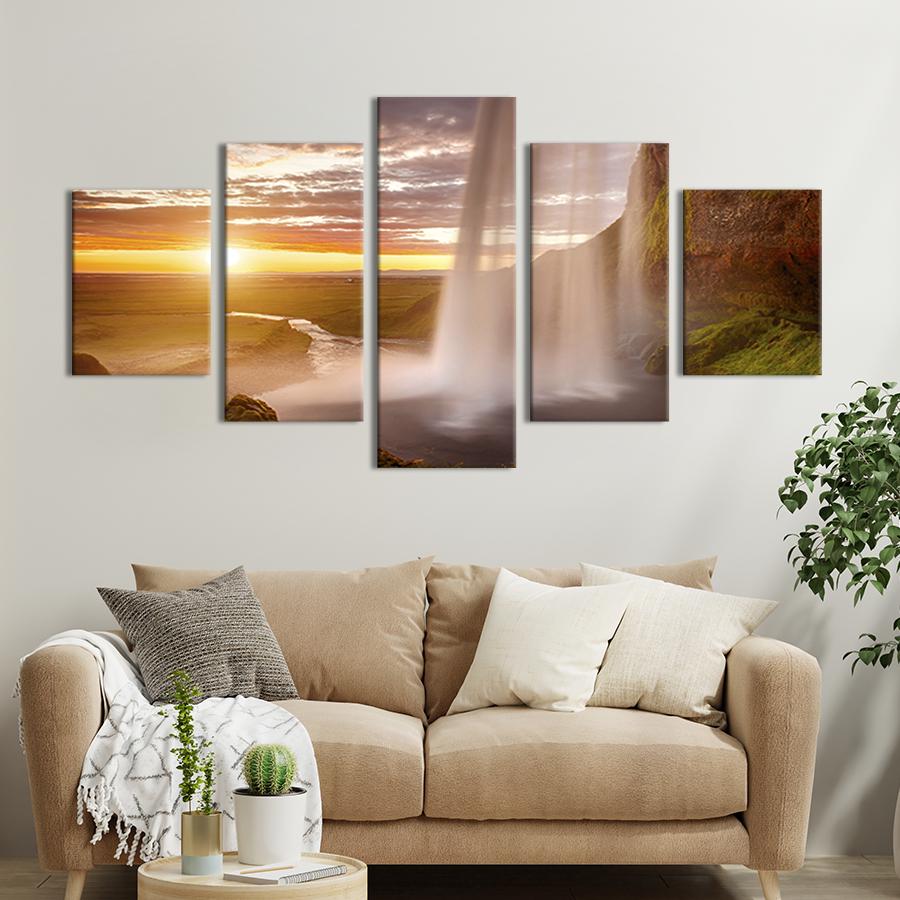 Модульная картина из 5 частей на холсте интерьерная картина Роскошный водопад Ирландии 162x80 см (575-52) Модульная картина из 5 частей на холсте интерьерная картина Роскошный водопад Ирландии 162x80 см (575-52)