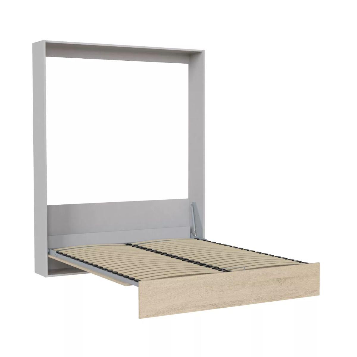 Кровать-шкаф откидная двуспальная AiH Mitra с подъемным механизмом и ламелями 160х200 см Пепельный/Дуб Сонома (SM02151300000)