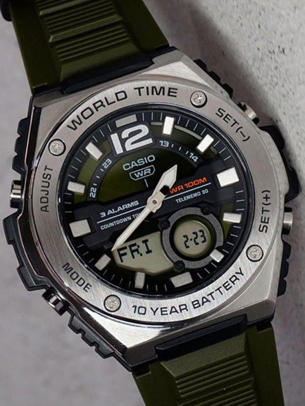 Наручные часы мужские Casio MWQ-100-3A Casio Collection с водозащитой 100 м/подсветкой Зеленый (2899577227)