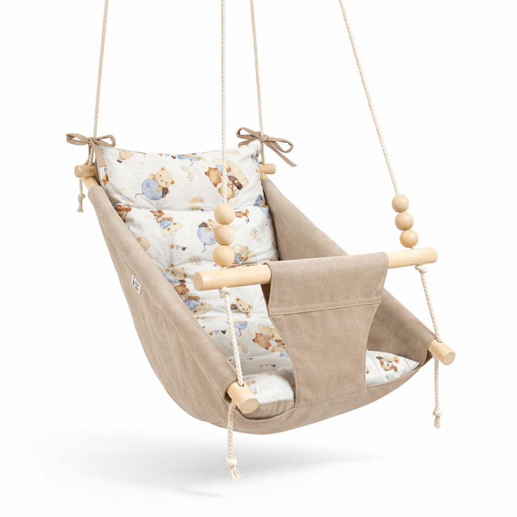 Детские качели подвесные Колыханка микровелюр с мишками Бежевый (gs-8875) Детские качели подвесные Колыханка микровелюр с мишками Бежевый (gs-8875)