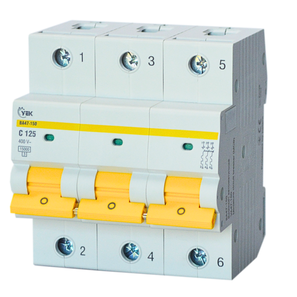 Выключатель автоматический УЕК ВА47-150 3P 125A 15кА C (MVA50-3-125-C-U) Выключатель автоматический УЕК ВА47-150 3P 125A 15кА C (MVA50-3-125-C-U)