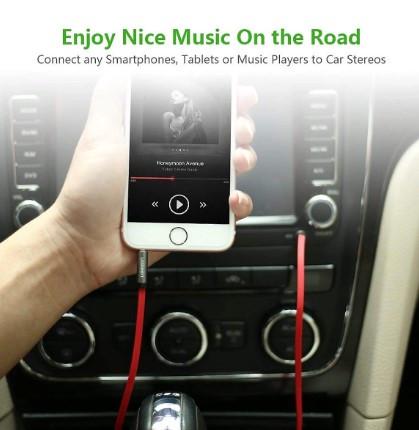 Кабель аудио Ugreen 3,5 мм AUX плоский 0,5 м Red (AV119) - фото 2 Кабель аудио Ugreen 3,5 мм AUX плоский 0,5 м Red (AV119) - фото 2