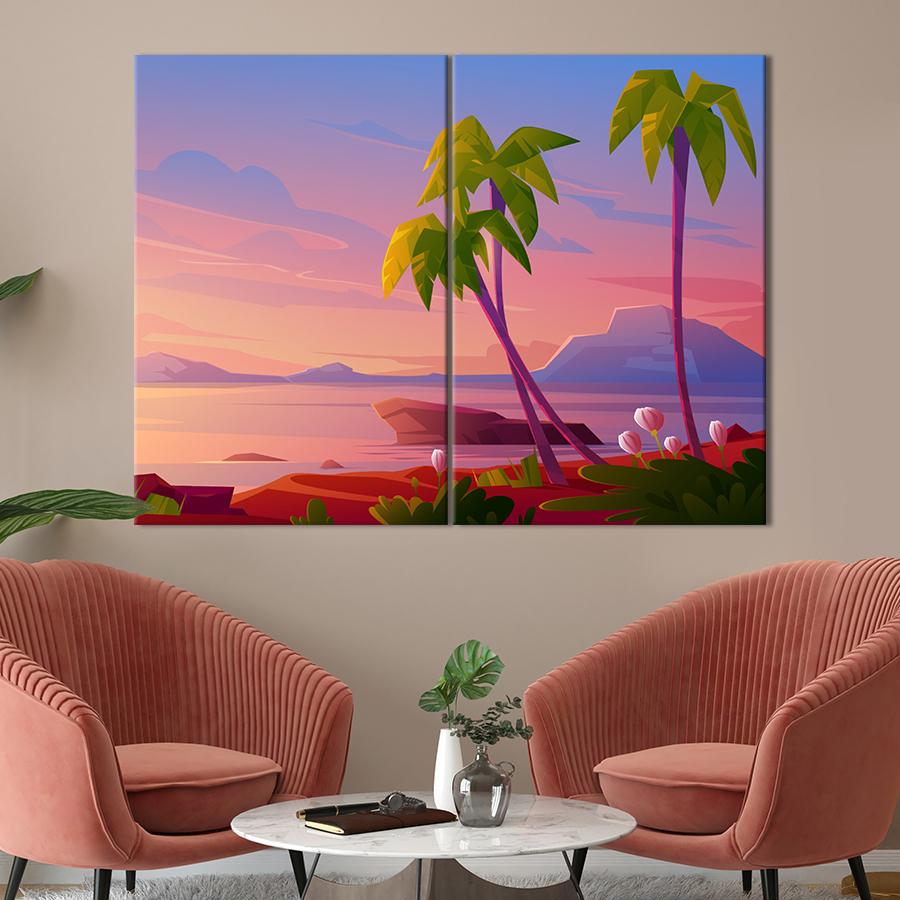 Картина Пальмы на райском тропическом берегу 71x51 см (1825-2)
