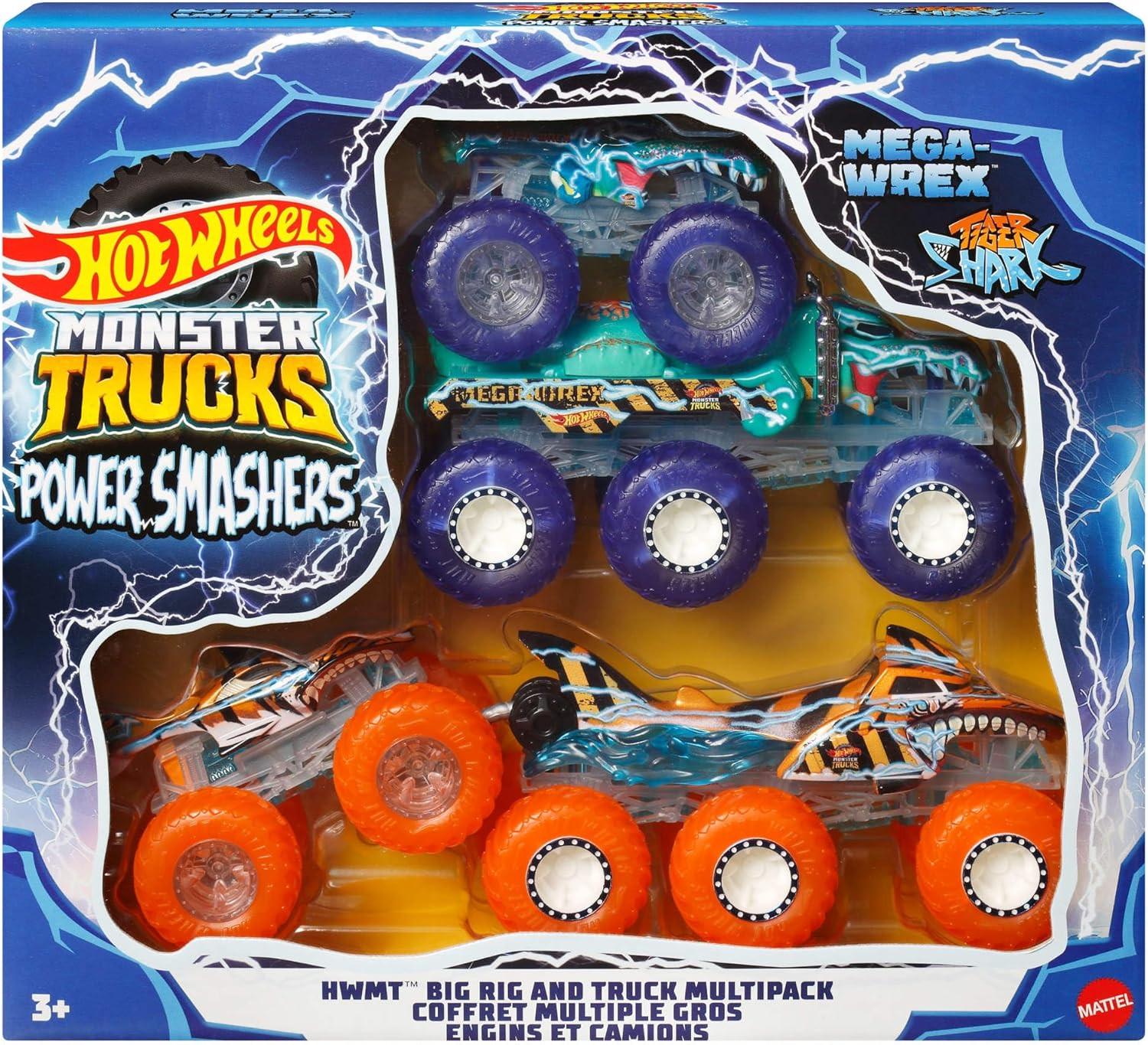 Набор из 4-х машинок Hot Wheels Monster Trucks Mega-Wrex & Tiger Shark