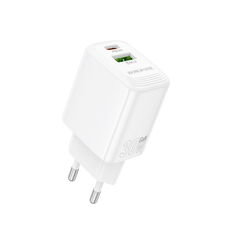 Зарядний пристрій мережевий Borofone BN29 Fuente PD30W+QC3.0 charger EU White (6941991120329)